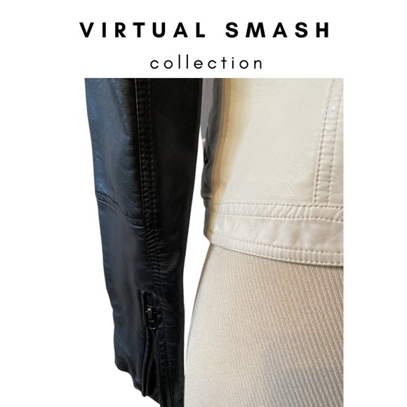 ✮ WOMEN'S FITTED LEATHER-LIKE MOTORCYCLE JACKET ✮ - Picture 4 of 5